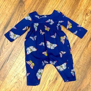 The Tea Collection. Butterfly Smocked Romper. 0-3 months.